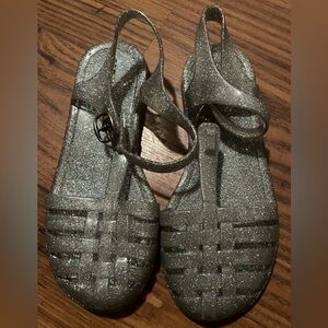 glitter silver clear retro jelly fisherman sandals